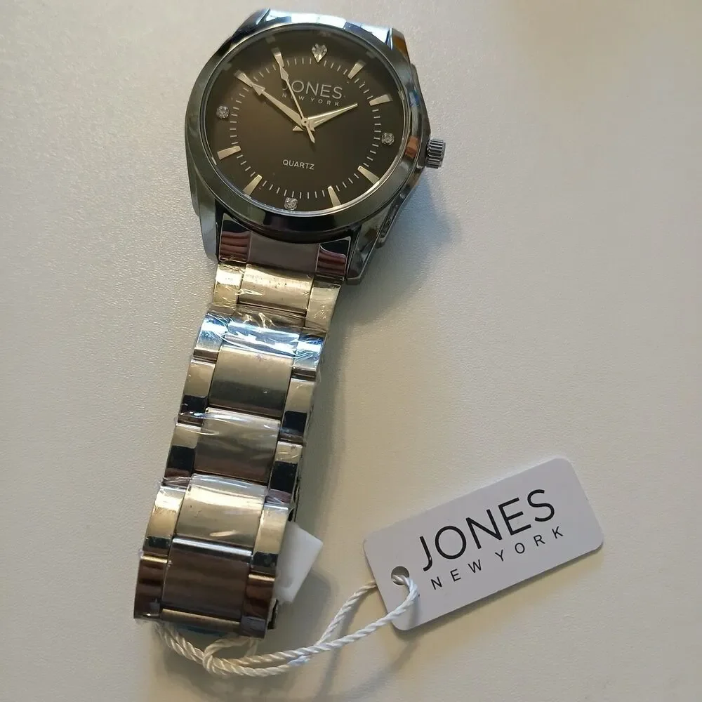 Jones New York Men's Watch Black Dial Silver Tone Bracelet JNYW2419M 41mm